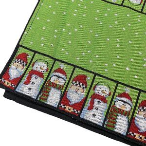 Windam Home Tapestry Christmas Table Runner Green Santa Snowman Penguin 13x72